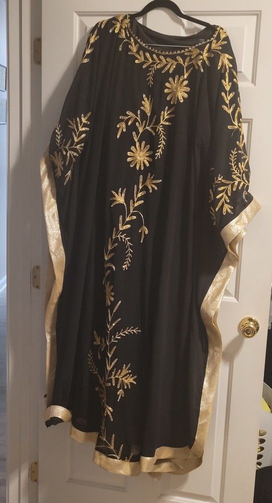 Black and Gold Women's Plus Size Kaftan