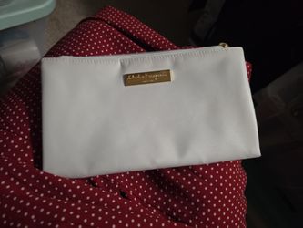 Salvatore Ferragamo White Canvas cosmetic bag dual Compartmet