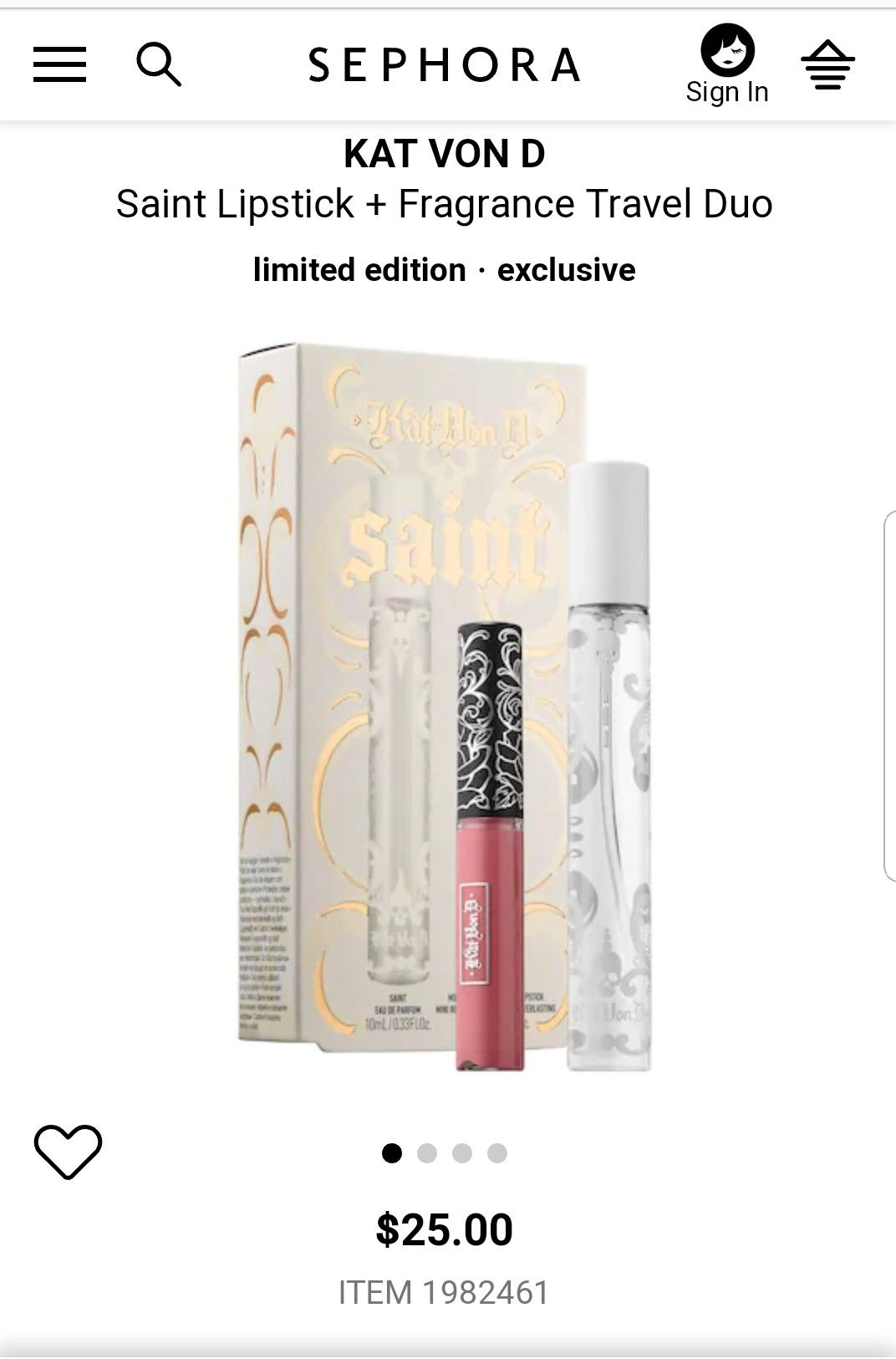 Kat Von D Saint Lipstick and Fragrance Duo