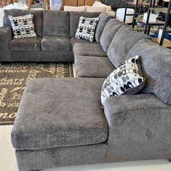 Slate Gray Oversized Sectional Couch 