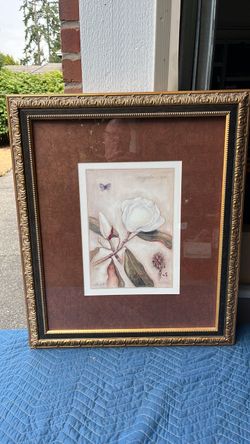 This framed vintage-style botanical art print features