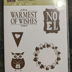 Stampin Up, Warmest Of Wishes, Hostess 5 Pc Cling Stamp Set - - Seasons