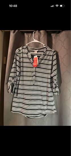 Women's Striped Henley Tunic Top