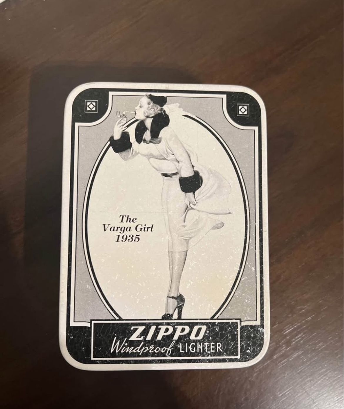 VTG 1(contact info removed) VARGA GIRL Zippo chrome cigarette cigar lighter w/ collectors Tin