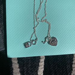 Tiffany And Co LOVE Necklace Heart Lock And Key Charm AG925