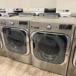 LG mega capacity washer and dryer set gas dryer with warranty 29in wide
