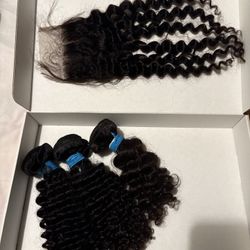 Deep wave Black bundles & closure 
