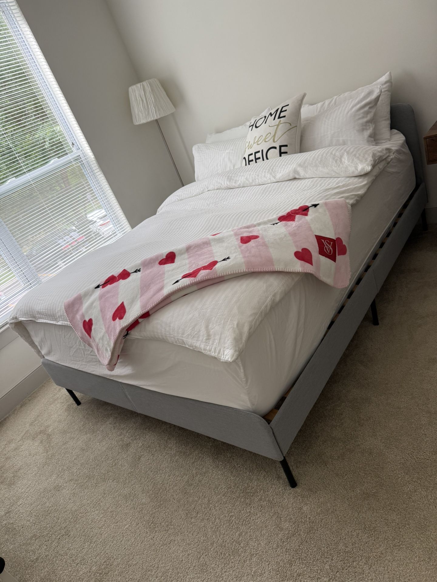 1 ikea Queen Bed Frame Light Gray  With BeautyRest MattressQueen Size Very Soft Mattress