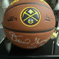 David Thompson Signed Wilson Denver Nuggets NBA Basketball w/HOF'96 Schwartz