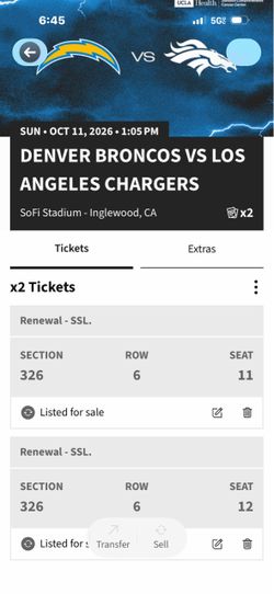 Denver Broncos vs. Chargers Tickets