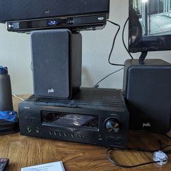 Denon Receiver, And Polk Audio Speakers 
