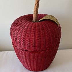 18” Wicker Apple Shaped Floor Storage Basket 