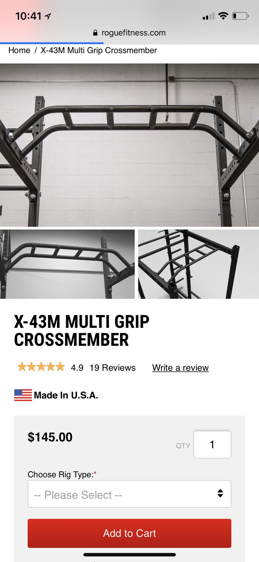 Rogue Fitness X-43M Multi Grip Crossmember