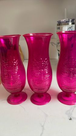 🌺 Set of 3 Pink Tiki Glasses – 🌺