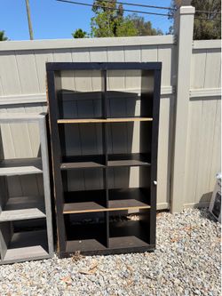 Black Wood Cube Bookcase Shelving Unit