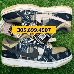 TRAVIS SCOTT NIKE SB DUNK LOW PARACHUTE BLACK BEIGE SNEAKERS SHOES MEN SIZE 10 44 A5