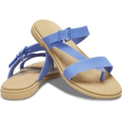 Crocs Tulum Toe Post Women's Sandals Blue Matlite Adjustable Buckle l size 7