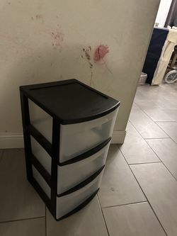 3 Black Drawer Plastic Organizer Storage
