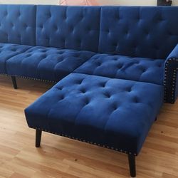 Blue Velvet Sleeper Couch