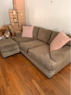 Beautiful oversized sofa with ottoman and matching chair