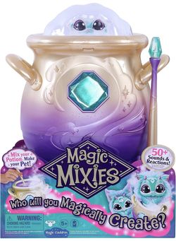 Magic Mixies Magical Misting Cauldron Interactive 8” Blue Plush Toy, 50+ Sounds and Reactions