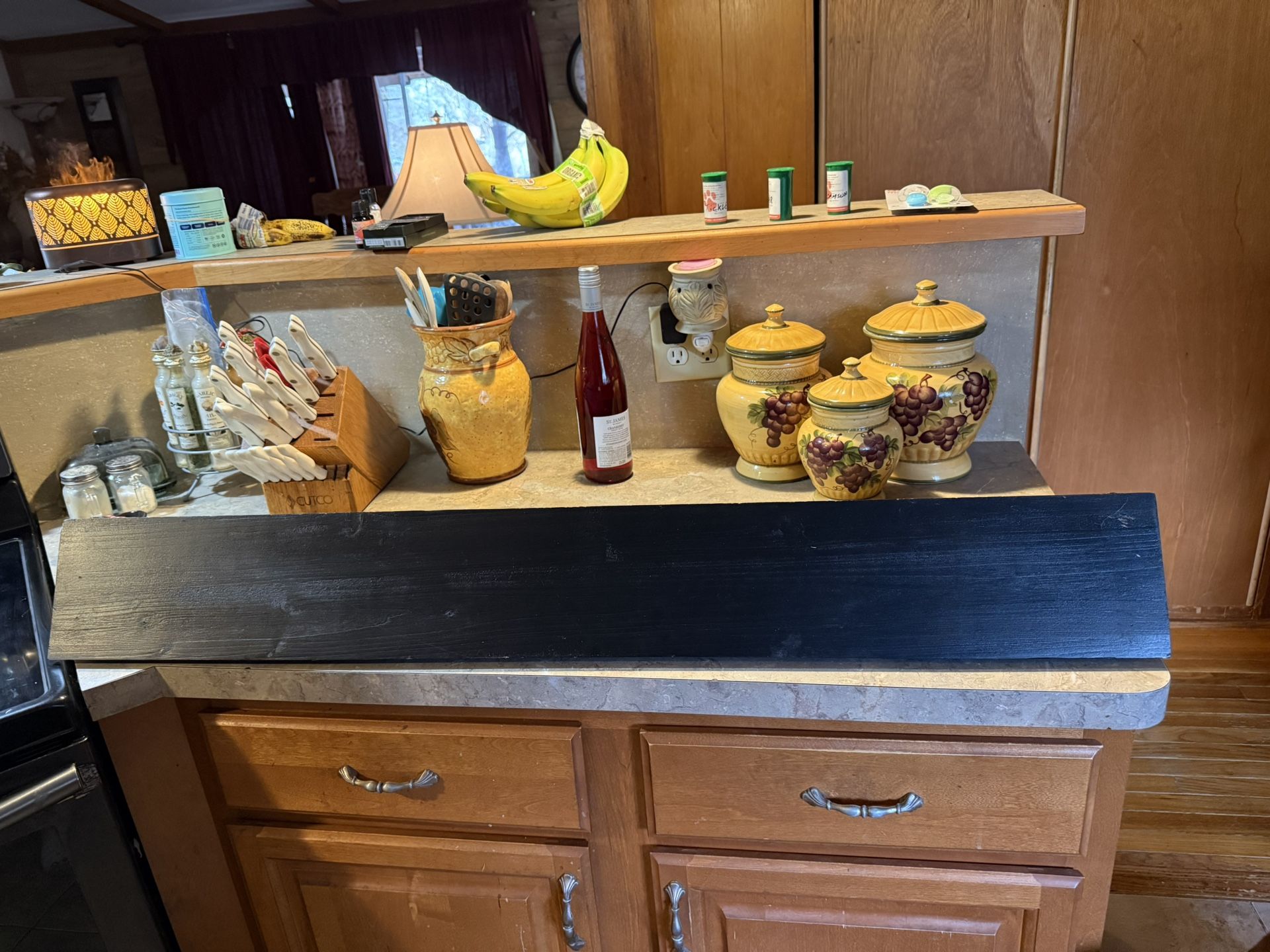 Black Wooden Wall Shelf 44” X 6”