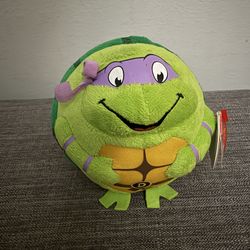 Ty Beanie Ballz Donatello Plush TMNT Teenage Mutant Ninja Turtle Round 4" w/ TAG