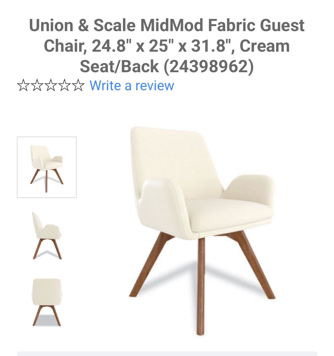 Mid Mod Cream Fabric Chair