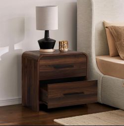 Enzo Modern Wood Storage End Table with 2-Drawers,Walnut