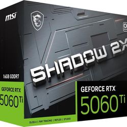 MSI SHADOW GeForce RTX 5060 Ti 16GB GDDR7 PCI Express 5.0 Graphics Card