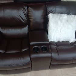*Weekend Special*---Madrid Bold Brown Leather Reclining Loveseat And Chair Sets---Now $799---Delivery And Financing🫡