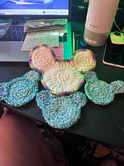 Crocheted Mickey Mouse coasters