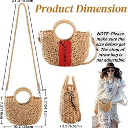 Women’s Ring Handle Straw Bag