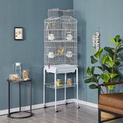 Large Open Top Bird Home Cage With Rolling Stand 