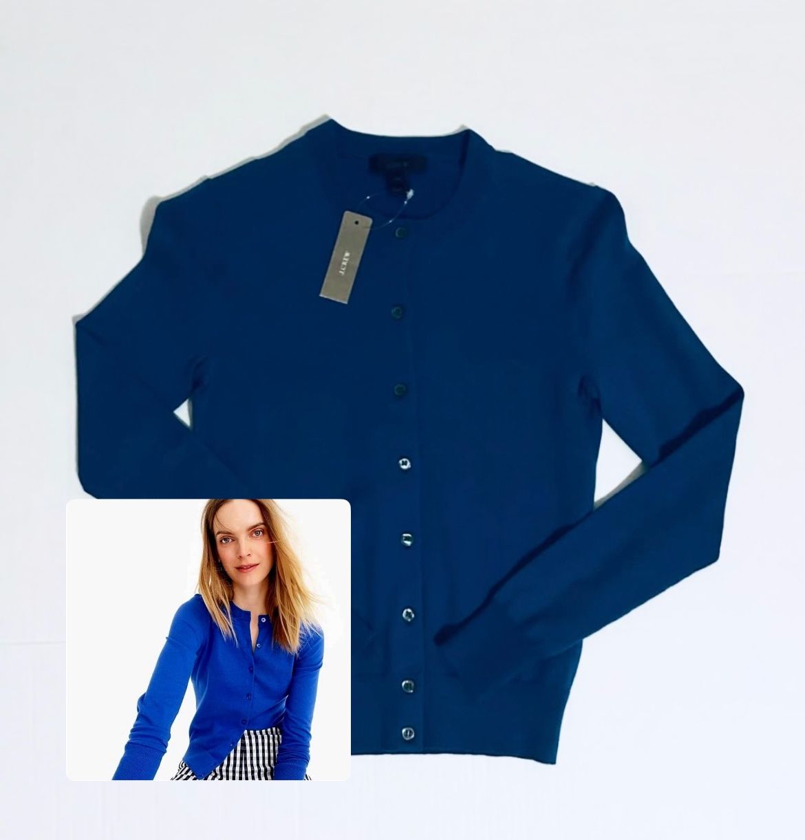 J.Crew Cotton-Blend Jackie Cardigan Sweater Cobalt Blue Women’s XXS