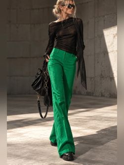 Anthropologie Elevenses EUC Women's Green The Brighton Linen Flare Pants 8