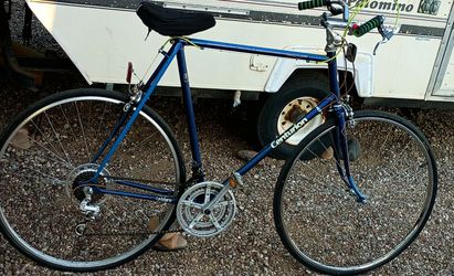 Dark & light blue XL Tange butted steel frame urban commuter bike