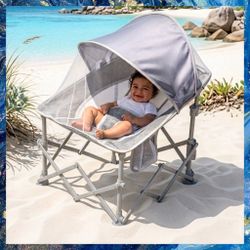 Travel Baby Beach Chair With Canopy, Mosquito Net, Foldable. New, In Box.