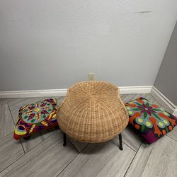 Boho Coffee Table + 2 Mini Ottomans (IKEA) – $80