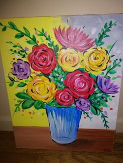 Painting of Flowers in Vase