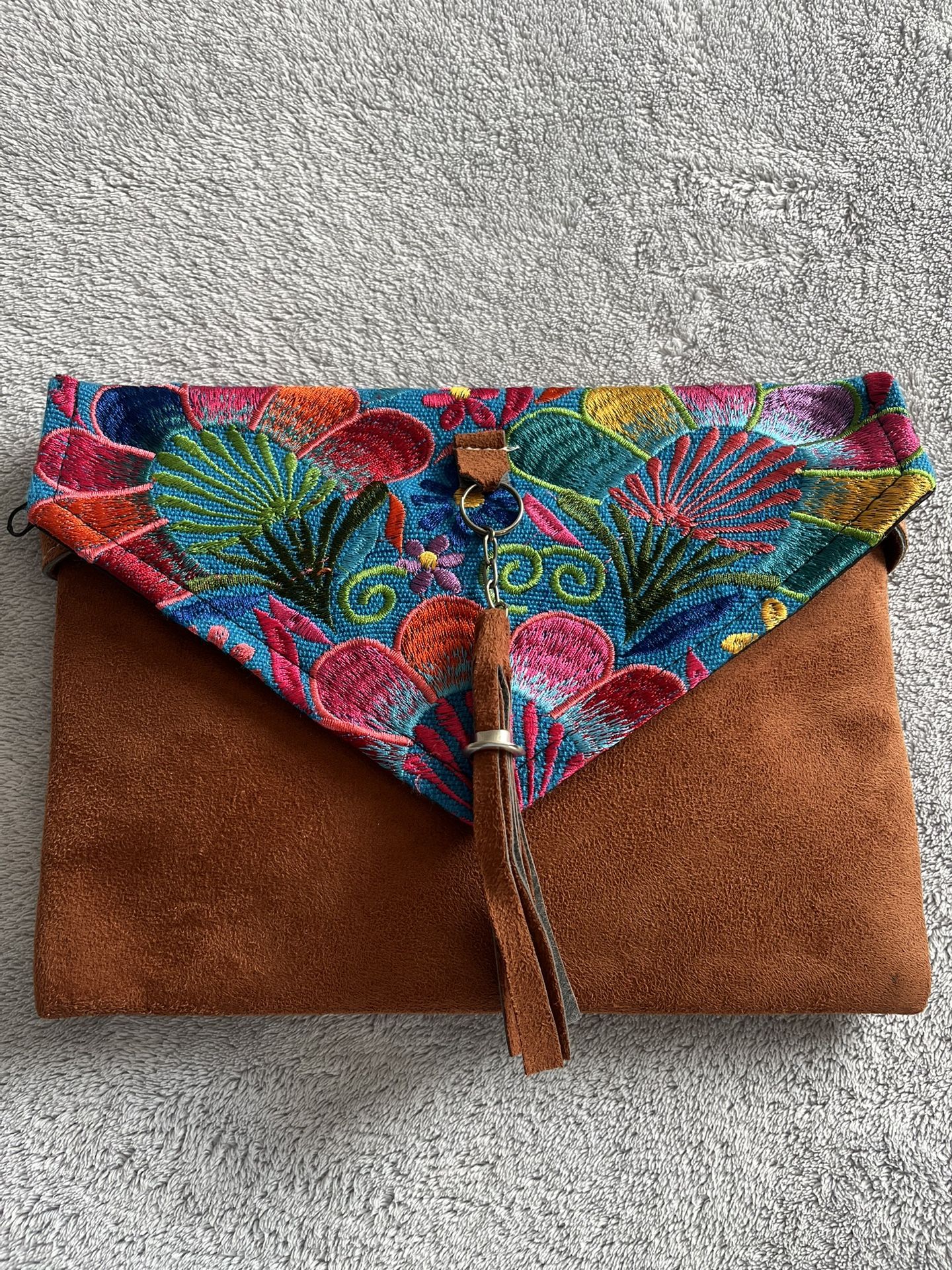 Suede Purse with Flowers