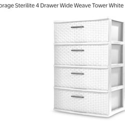 Storage Sterilite 4 Drawer Wide Weave Tower White

