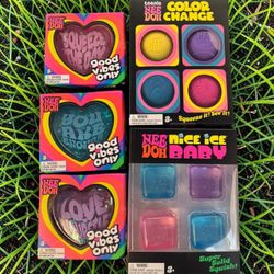 5 Schylling Needoh (Teenie Nice Ice, Teenie Color Change, 3 Valentines Heart) LOT