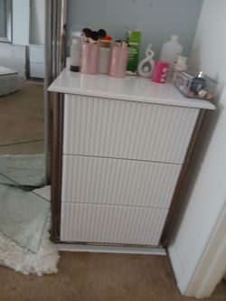 White 3-Drawer Dresser with Chrome Frame