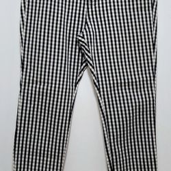 Vineyard Vines Pants Mid-Rise Straight Leg Ankle Black White Gingham Women's 10