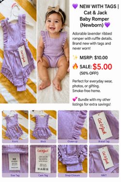 💜 Adorable NWT Newborn Romper | Cat & Jack