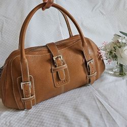 (Like New) Women's Authentic LOEWE Brown Leather Italian Luxury Handbag 