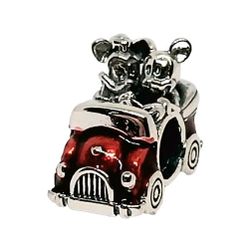 Disney S925 Mickey and Minnie Mouse Red Car Charm Fits Pandora Bracelets 