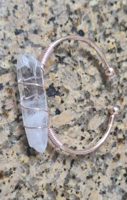 Clear Quartz Crystal  Cuff Bracelet