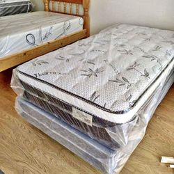 TWIN SIZE PILLOW TOP BAMBOO BRAND MATTRESS NEW 